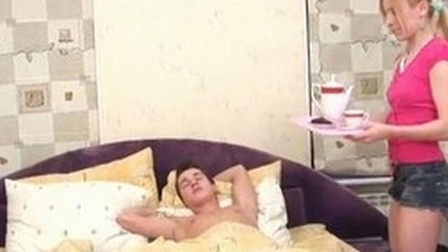 The girl woke up her sleeping brother and fucked him anally