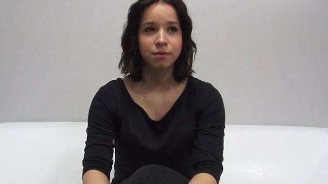 Charming brunette loves to act in porn casting