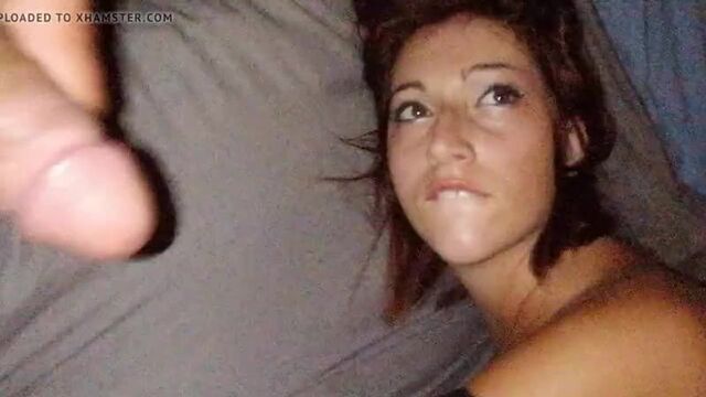 My husband jerks off in front of me while I get fucked