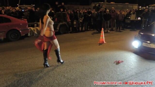 Striptease at the races.. Voronezh.. Fucked in a bunch right on the asphalt! (hard porn, porn video with stars, beautiful fucking video,