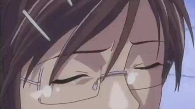 First gangbang of a modest teacher with glasses - Anime porn
