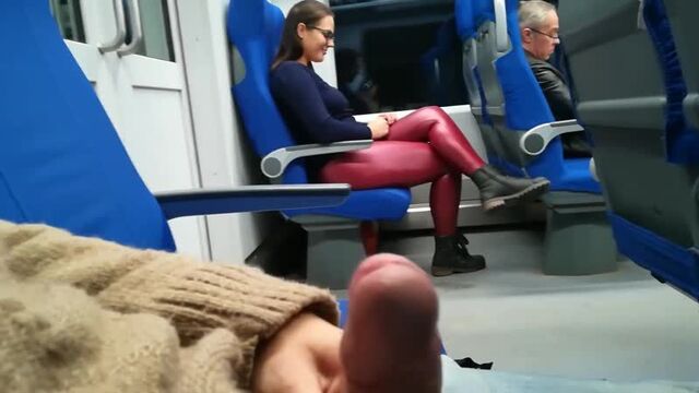 A stranger jerks off and sucks me on the train [Russian, private, homemade, amateur, on camera, Milf, blowjob, on the train, sucking, sperm]