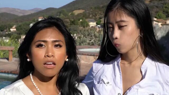 PORN -- TWO YOUNG ASIANS PUNCHED ON A WHITE VIKING -- porn sex asian teen ffm -- Ember Snow 23 - Jade Kush 20