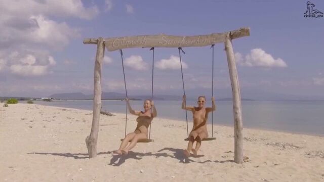 Katya Clover and Natasha Nemchinova on a deserted island