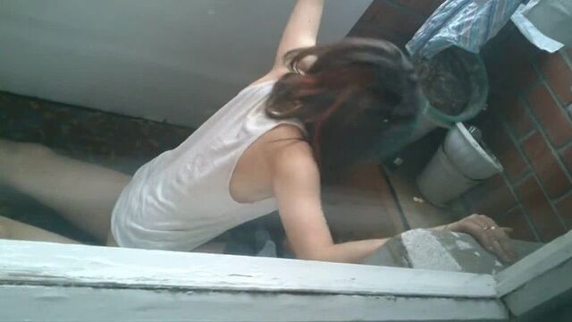 sister and brother on the balcony, jumping on a penis, moved to the balcony, hidden filming, leaking, I accidentally filmed it on my phone