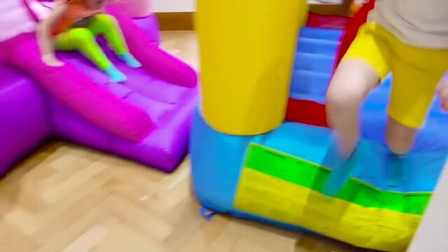 Max and Katya want to be taller and jump on a trampoline