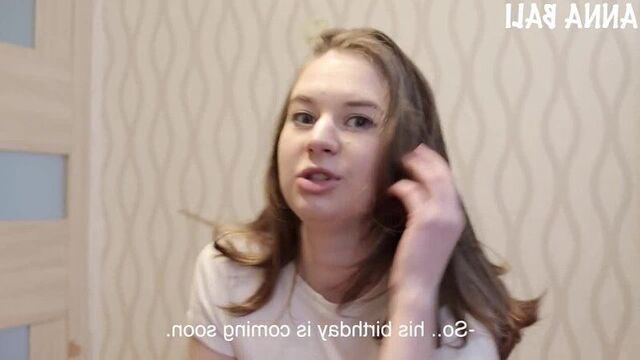 Friend, why did you put a dick in my gift? Now fuck me too (Russian big tits, anal, brazzers, porno, incest mom)