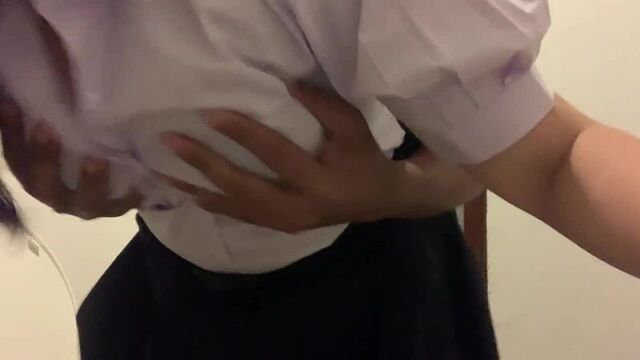 Kazakh secretary in pantyhose at work
