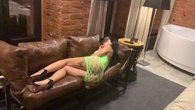 The Kazakh girl fell asleep, and I removed her holes