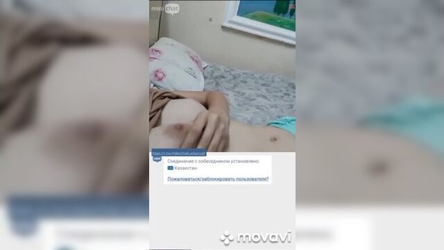 Kazakh woman shows big breasts in chat roulette video chat