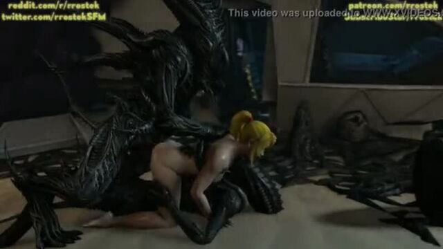 Samus Aran on a strange alien planet fucks with xenomorphs in hardcore 3D animation 18+.