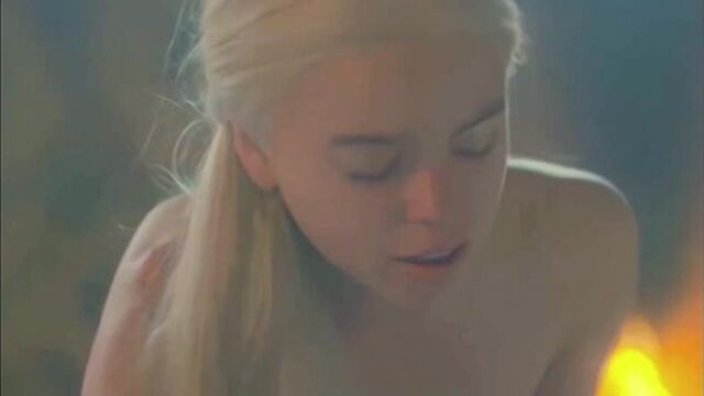 Sex scene in the series House of the Dragon, naked actress Millie Alcock, breasts, tits, ass, ass, blonde, blowjob, cunnilingus, sucking, hot +18
