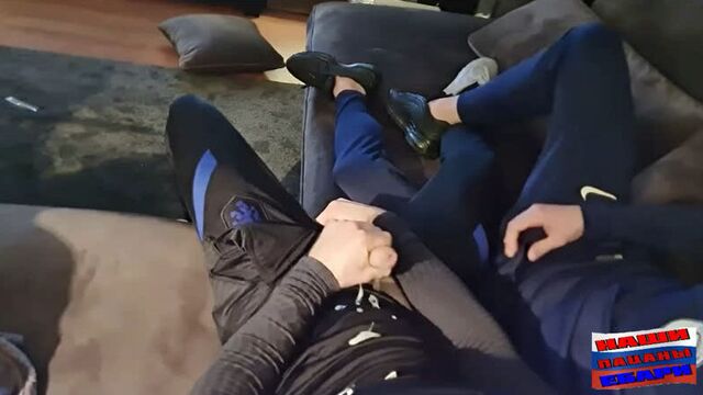 Russian guys jerk off to music