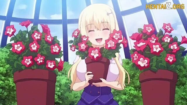 Russian hentai takes place in the greenhouse with a busty student