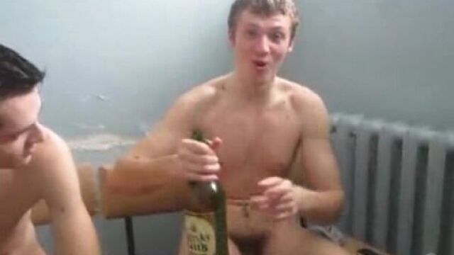 Guys relaxing in the bathhouse