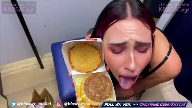 I came in the burger and she ate it. Fucks a student in a shopping center - Kiss Cat [Homemade, porn, sex, sex, porno, blowjob, anal, solo, porn, incest]