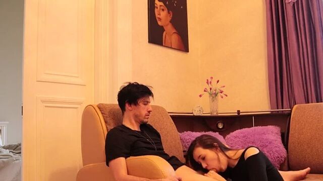 Home sex of a Russian young couple with dialogues
