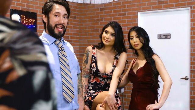 Hot Asian girls almost fought over a man’s penis, but he didn’t deprive them both