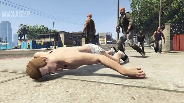 [Muxakep Mikhaker] GTA 5 Funny Moments (translation) #106 - Terminator, Maniac in the FIB building