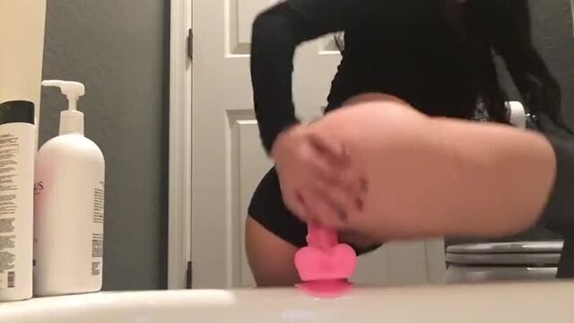 Cutie rides on a pink dildo [porn, Russian porn, sex, incest, mothers, fucking, lesbian, CPU]
