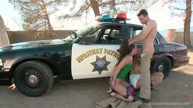 A policeman fucked two lost bitches at a hardcore porn casting