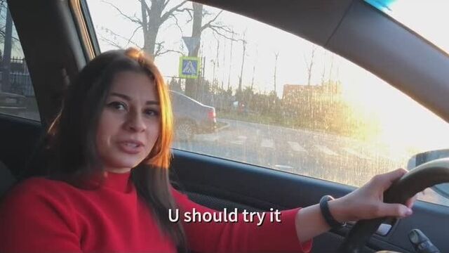 Russians fuck in the back seat of a car. (HD 1080 Blacked, Interracial, Blonde, Hardcore)