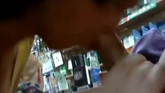 Two skins suck a guy off in a store