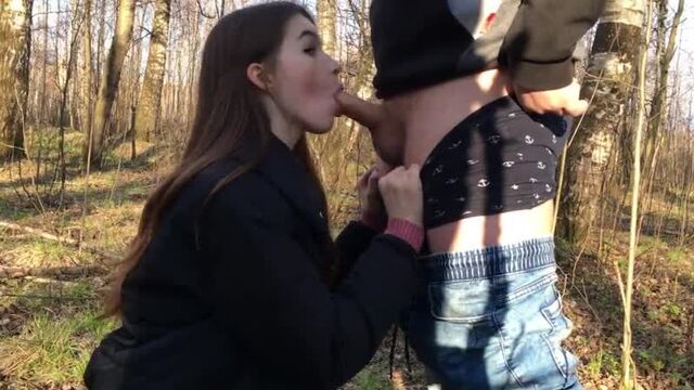Blowjob in the autumn forest