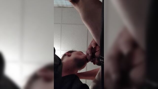 bottom view slobbery cock sucking