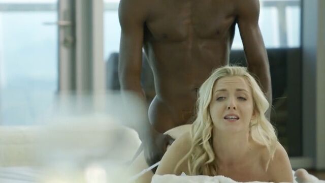 A cute blonde makes love to a black dick all evening