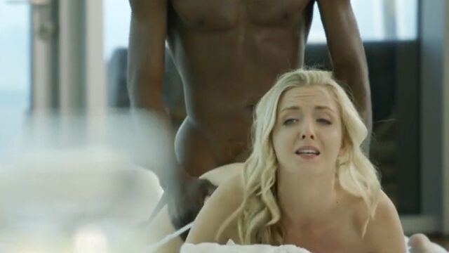 Luxurious beauty takes a black dick of a black man into her mouth