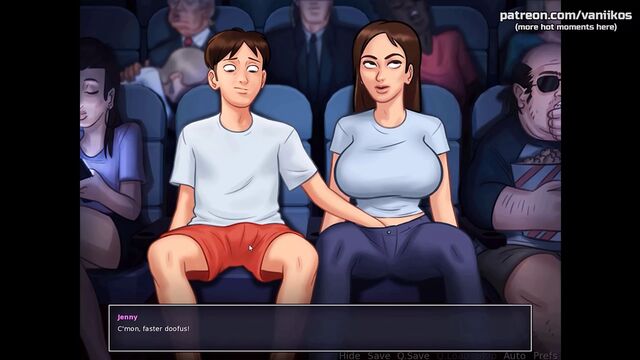 Summertime Saga - Horny Big Tits Step Sister Makes Her Step Brother Play with Her Pussy in the Movie Theater - #31