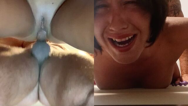 Maelle loves anal pain: slutty bitch! Rough doggystyle fucking with anal and initial torments for her tight asshole without mercy