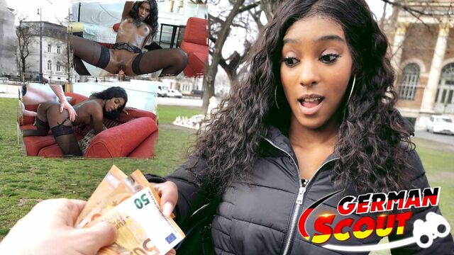 German Scout - Slim ebony teen Rae picked up and fucked for money