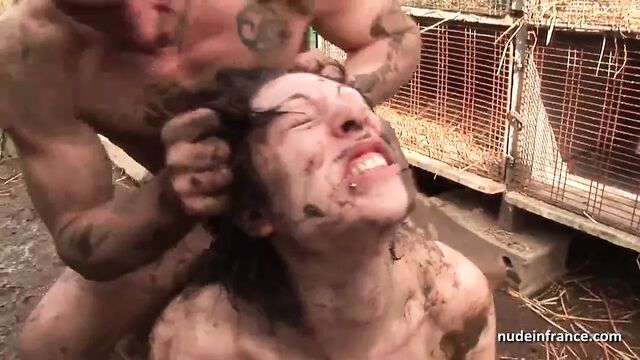 Dirty young brunette amateur fucked in the ass outdoors