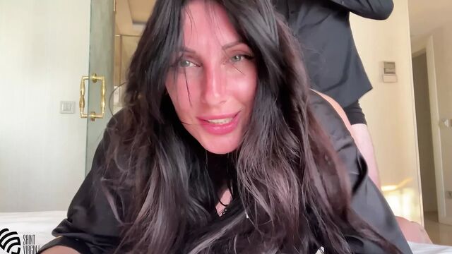 Hot MILF Fucks Stepson. Backstage.