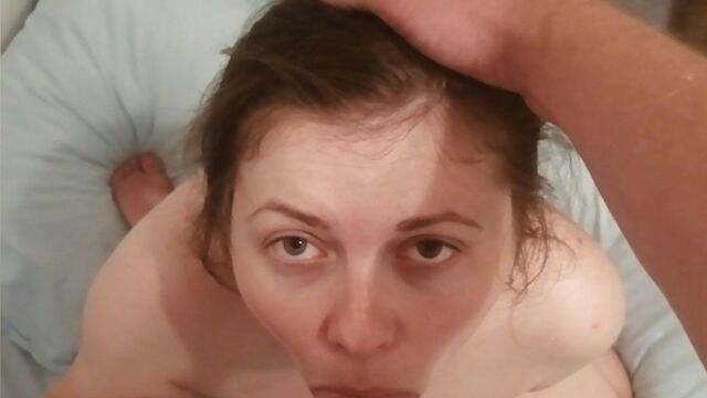 Amazing blowjob with a girl with eyes of different colors