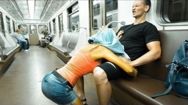 Blow job on public transport