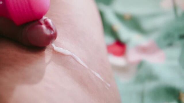 Dick leaking from vibrator