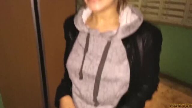 Student sucks dick in the elevator porn blowjob sex young