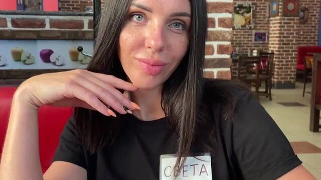Risky sex in a cafe with a waitress