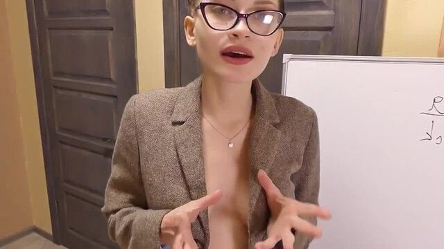 A Russian teacher seduces his student in the first lesson (Russian homemade porn, public sex in the clearing)