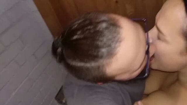 Used the mouth and pussy of a mature brunette in a public toilet VK porn