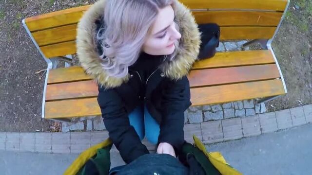 showed her breasts and gave a blow job for money on the street (sex, porn, erotica, blowjob, pickup, young, for money)