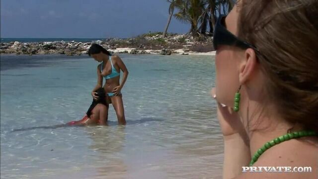 Lesbian porn tanned bitches play naughty on the beach by the ocean fucking each other moaning sex in the water private game of thrones