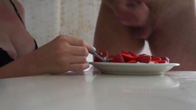 Strawberry with sperm