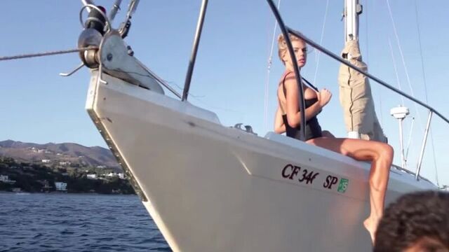 Charlotte McKinney's big tits on a yacht