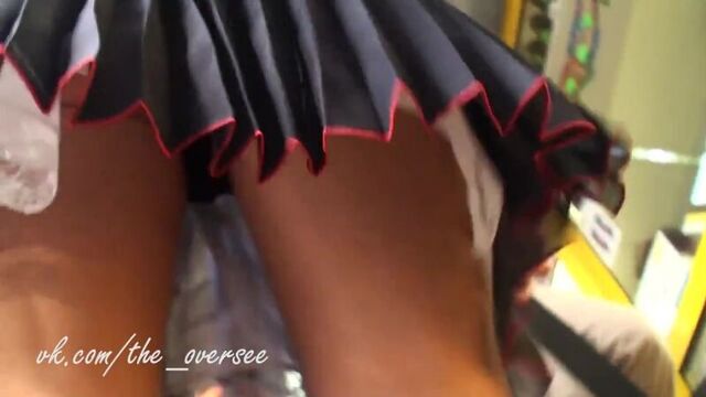 Upskirt and dress of two girls on the street (Oversee - Spying on girls)