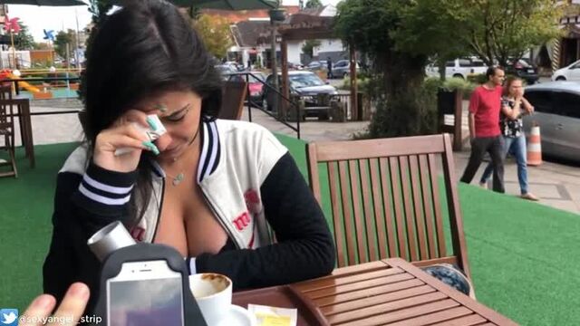 Beautiful girl cums in public from Emanuelly Raquel remote vibrator