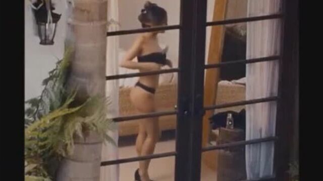 Salma Hayek tries on black lingerie in front of the mirror while the paparazzi spies on her [#GENERATIONPORN] (Celebrities, HD porn, P